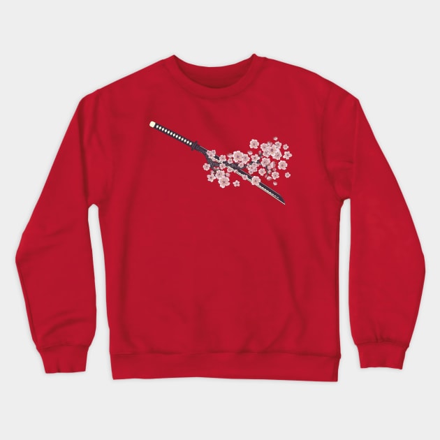 Katana with sakura branch Crewneck Sweatshirt by AnnArtshock